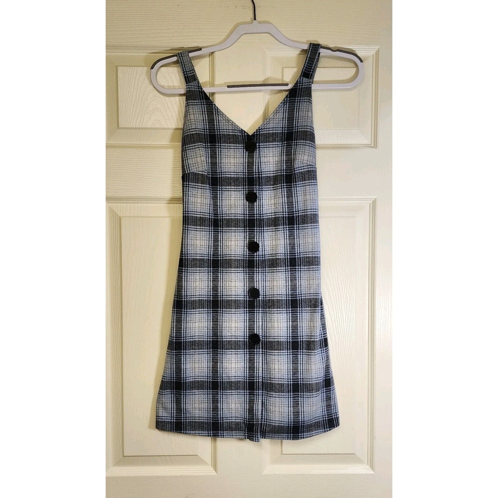 Women Y2k Style Plaid Mulicolor Jumper Mini Dress Size Large